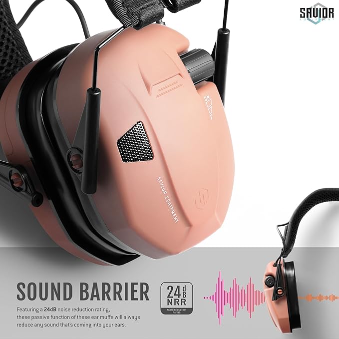 Savior Equipment Apollo Electronic Earmuffs For Shooting w/Gel Ear Pads, 24dB NRR, Noise Cancelling Ear Protection Headset