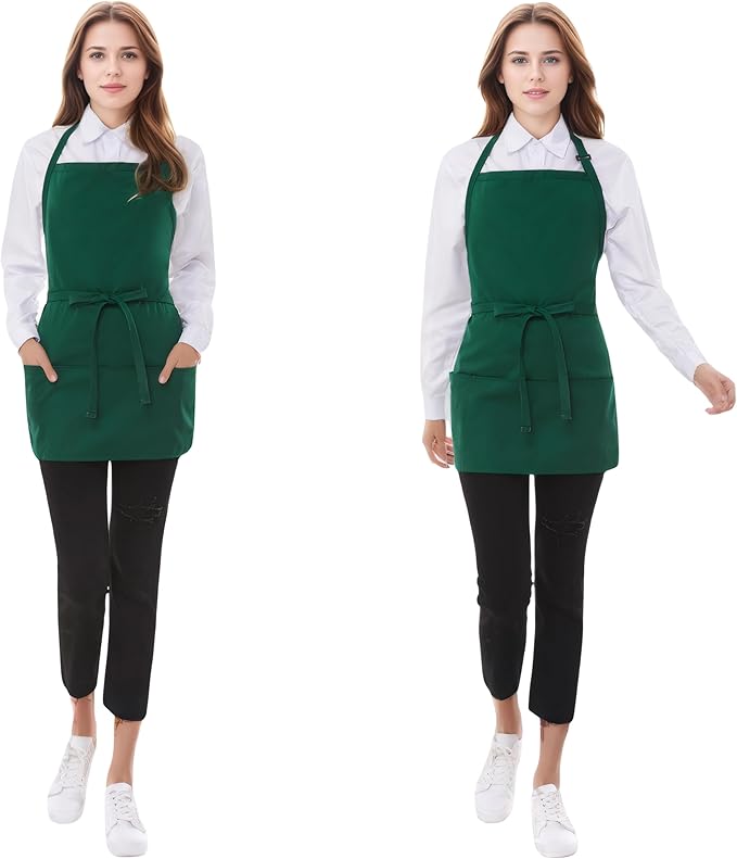 Short Cotton Aprons for Women with 3 Pockets, Chef Apron for Unisex,Waitress Apron for Kitchen Cooking Restaurant BBQ
