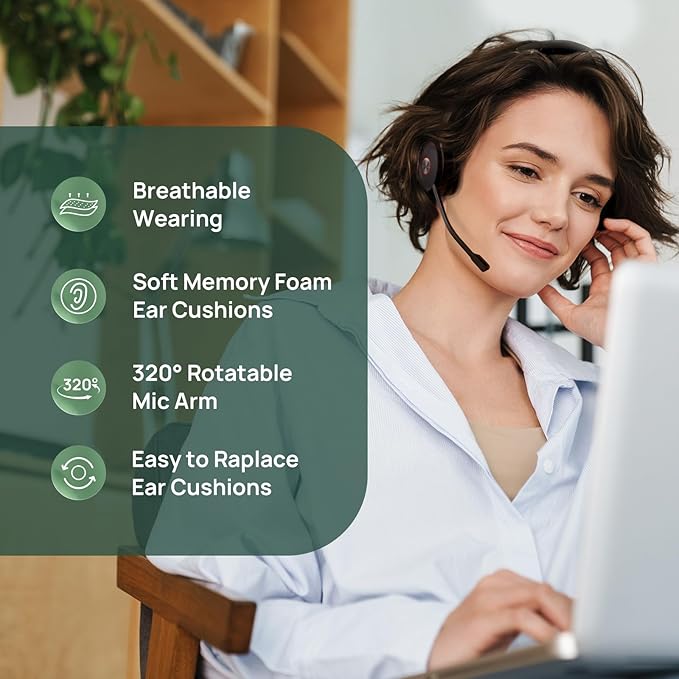 Yealink WH66 Wireless Headset with 4" Screen, DECT Headset for Zoom Skype Certified,Bluetooth Headsets with 525ft Range, Full-Duplex Speaker, 13h Call Time,Office Work Headphone for Desk Phone,PC