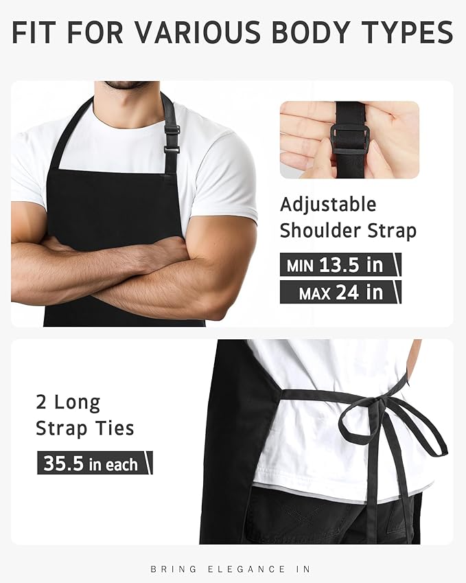 Syntus Chef Apron for Men Women Kitchen Cooking Apron with Pockets, Adjustable Bib Aprons Stain Resistant, 1 Pack