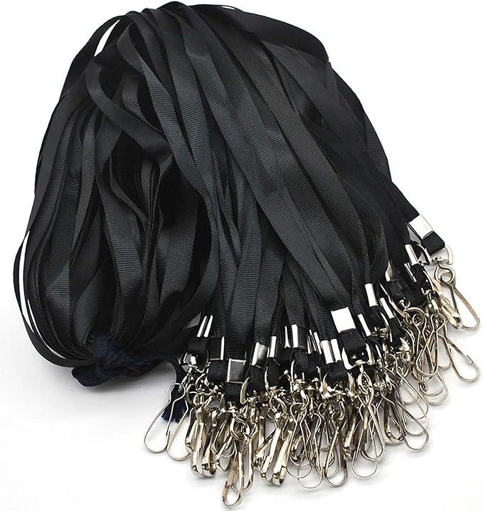 Lanyards 100 Pcs Lanyard for Id Badges Flat Lanyard with Badge Clip J-Hook