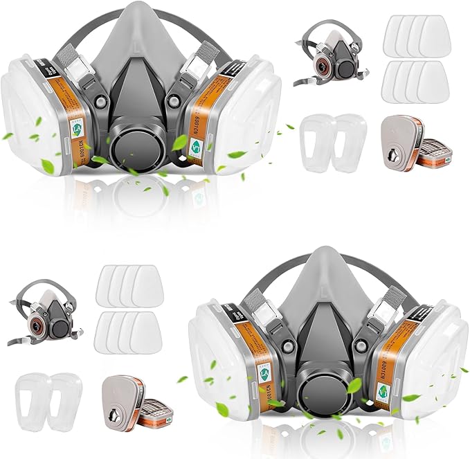 Full Face Respirator Mask, Gas Masks Survival Nuclear and Chemical, Gas Respirator with Activated Carbon Filters