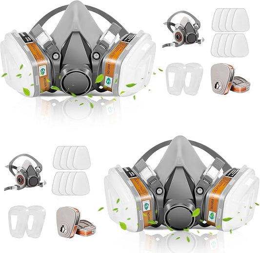 Full Face Respirator Mask, Gas Masks Survival Nuclear and Chemical, Gas Respirator with Activated Carbon Filters