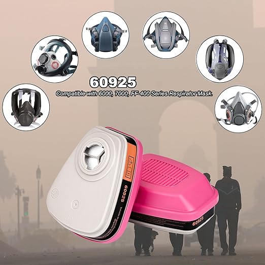 Respirator Filters Cartridges 60925 Particulate Filter for Half and Full Face Respirator Mask 6000, 7000, FF-400 Series Against Formaldehyde, Organic Vapors and Particulates(1 Pair)