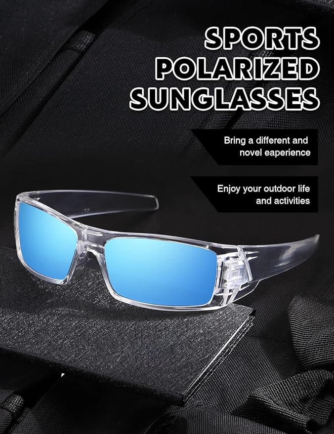 Polarized Sunglasses Men Womens Trendy Retro Sports Rectangular Wrap Around Vintage Shot Shield