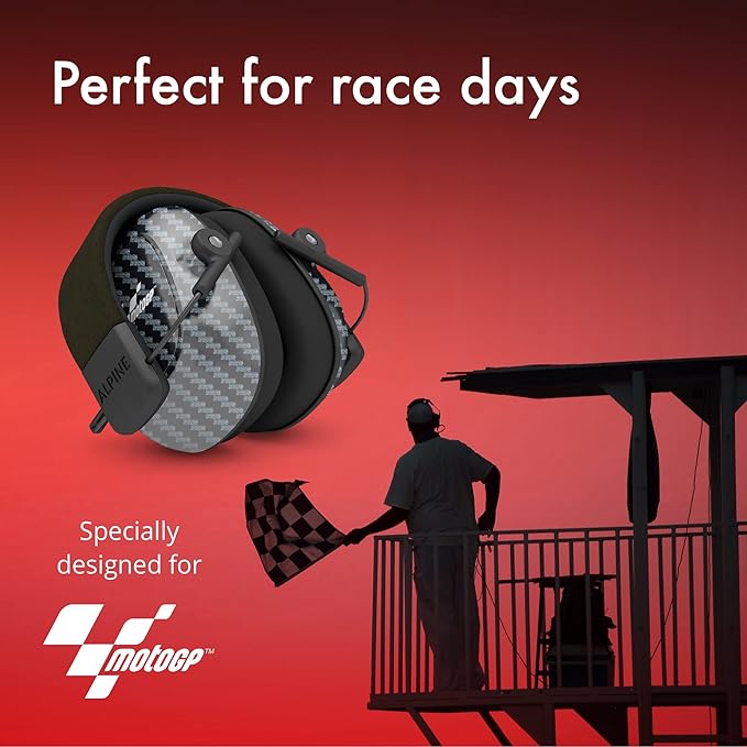 Alpine Racing Pro Earmuff MotoGP™ - Earmuffs for Adults - 22 dB - ANSI Certified - Premium Noise Protection for Race Events - High End Carbon - Noise Reduction Headphones - Light-Weight Design