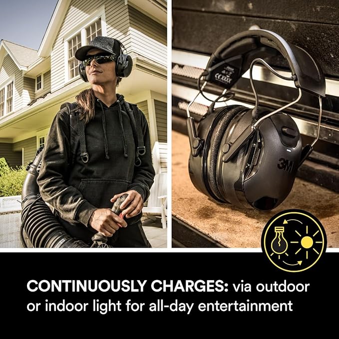 3M WorkTunes Connect + Solar Wireless Hearing Protector with Bluetooth Technology, Bluetooth Hearing Protection with a 26 dB Noise Reduction Rating