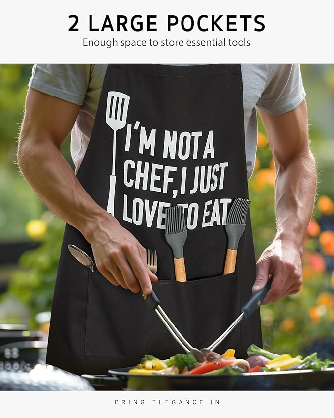 Syntus Chef Apron for Men Women Kitchen Cooking Apron with Pockets, Adjustable Bib Aprons Stain Resistant, 1 Pack