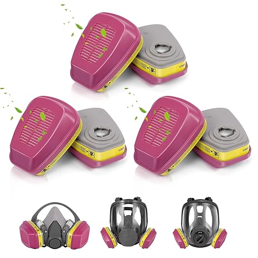 Respirator Filter(3 Pairs) - 60923 Respirator Cartridge for Respirator, Respirator Filters Compatible with 6000, 7000, FF-400 Series Respirator Against Acid Gases, Chemicals, Organic Vapors