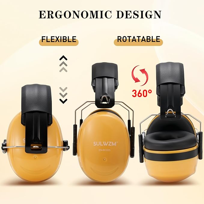 Hearing Protection Ear Muffs,NRR 28db Noise Cancelling for Shooting, Mowing, Construction,Yellow
