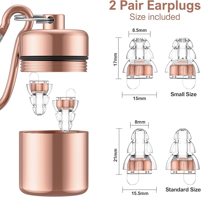 High Fidelity Concert Earplugs for Concerts Musicians，Earplugs for Noise Reduction，24db Advanced Filter Technology Ear Protection for Music Festivals,DJ's, Nightclub, Drummers - 2 Pairs（Rose Pink）
