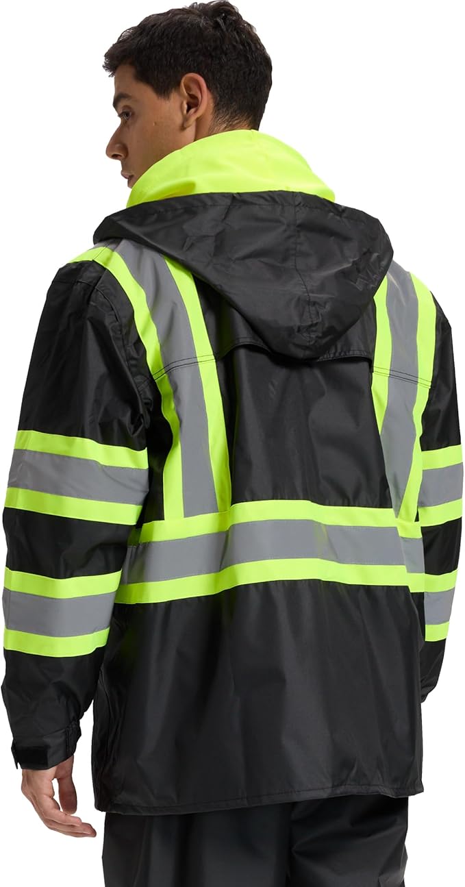 SRsafety High Visibility Rain Gear, Class 3 High Visibility Work Rain Gear for Men, Construction Rain Suits