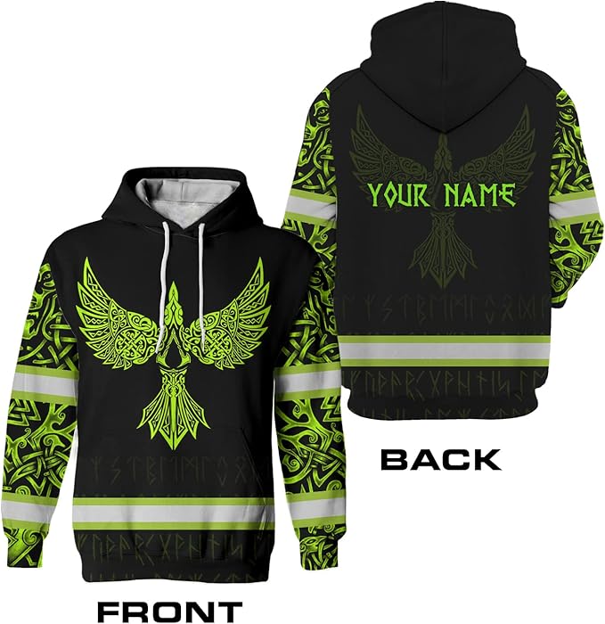 Matedecor Skull High Visibility Shirt Men Reflective Safety Shirts US Flag Custom Name Workwear, Runners, Walkers, Patriotic