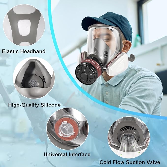 Respirator Mask with Filters - Reusable Gas Mask Against Organic Vapor Chemicals Spray Paint