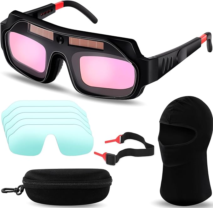 1 Set Welding Glasses Solar Welding Goggles Auto Darkening Welder Glasses Mask Helmet with Replacement Lenses