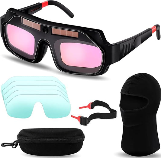 1 Set Welding Glasses Solar Welding Goggles Auto Darkening Welder Glasses Mask Helmet with Replacement Lenses