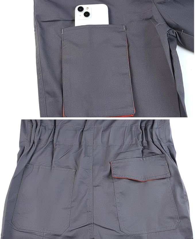 Men's Coveralls Mechanic Work Jumpsuit Multi Pockets Overalls Long Sleeve Workwear Coverall