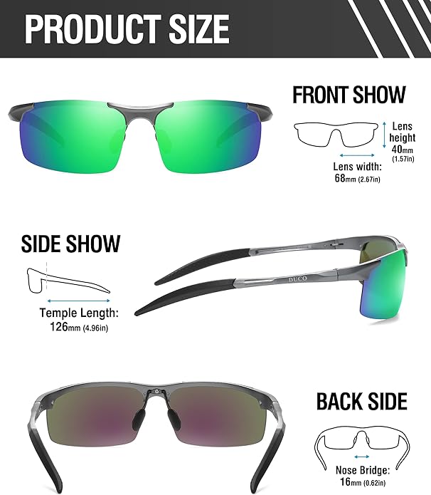 DUCO Mens Sports Polarized Sunglasses UV Protection Sunglasses for Men 8177s