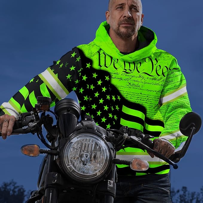 Maddly High Visibility US Flag Collection Safety Workwear Custom Name for Workers, Runners, Truckers, Patriotic
