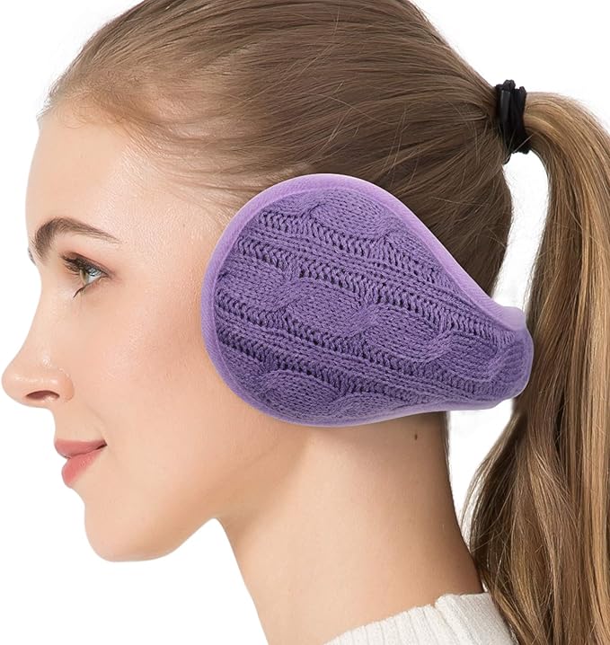 Venswell Knit Ear Muffs for Winter Women Men Soft Earmuffs Cold Weather Fleece Ear Warmers Cover Foldable & Adjustable