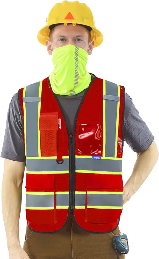 AYKRM 11 color High Vis Reflective Safety Vest for Women Men Security Pocket Zipper