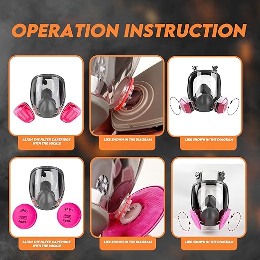 Full Face Respirator Gas Mask: 6800 Reusable Respirator Mask with Filters 60921 & 2097 - Dust Mask Anti Fog Against Organic Vapor Fumes Gases for Spray Paint Chemicals Epoxy Resin Welding Sanding