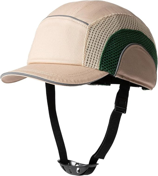 Lightweight Safety Bump Cap - Breathable Baseball Style Protective Hat with Reflective Stripes