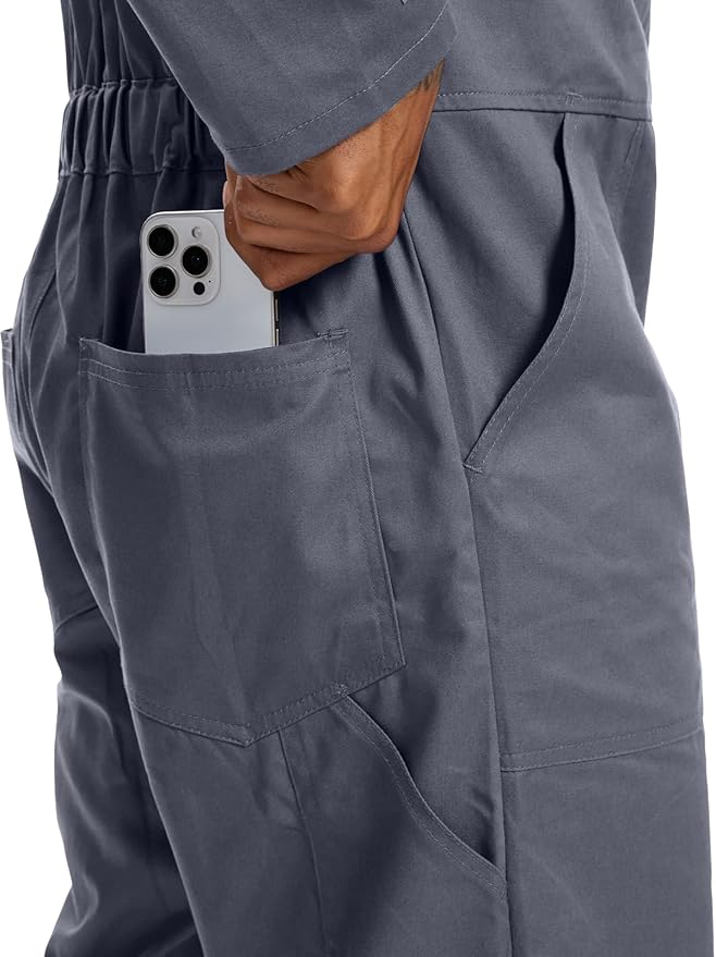 WORK IDEA Men's Coveralls Long Sleeve Cotton Twill Workwear Coverall Relaxed Fit