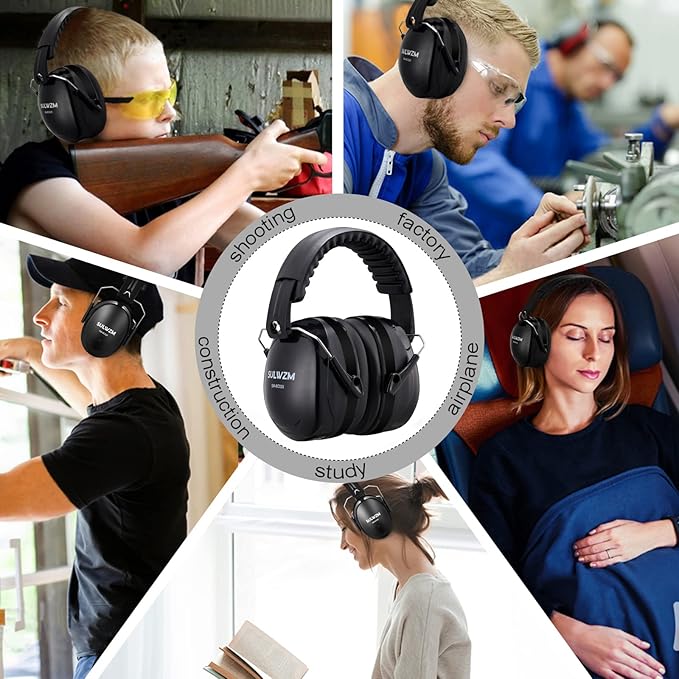 Hearing Protection Ear Muffs,NRR 28db Noise Cancelling for Shooting, Mowing, Construction,Black