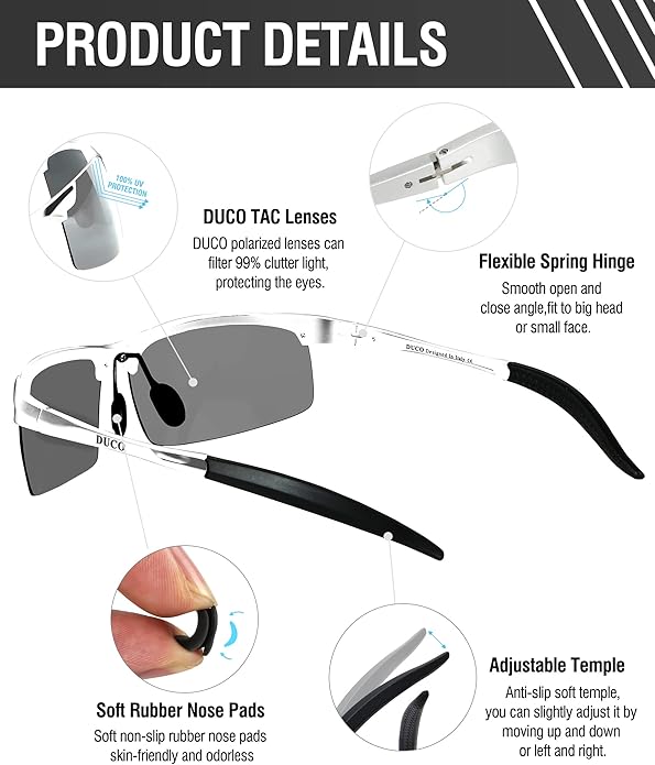DUCO Mens Sports Polarized Sunglasses UV Protection Sunglasses for Men 8177s