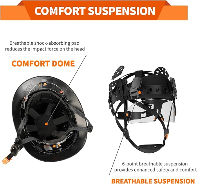 Full Brim Hard Hat with Visor, 6-Point Ratchet Suspension Safety Helmet, Superior Impact Head Protection, ANSI Z89.1 OSHA Approved Safety Helmet,Great for Men&Women