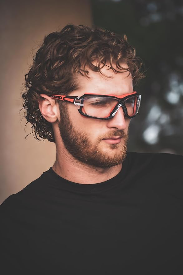 Birdz Eyewear Gasket Safety Padded Motorcycle Riding Sport Medical Glasses Red Frame with Clear Lens ANSI z87.1 Rated