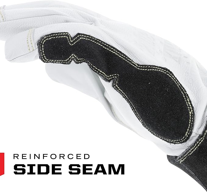 Mechanix Wear: Pulse TIG Welding Gloves, Durahide Goat Leather, Work Gloves with Glide Resistance, Added Durability, Rollover Fingertips for Improved Dexterity, Safety Gloves (White, Large)