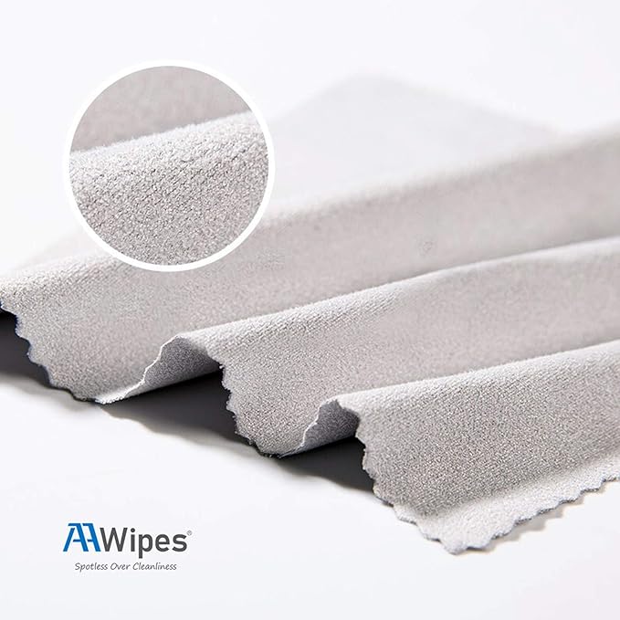 AAwipes Eyeglasses Cleaning Cloth Glasses Cloths Bulk 100 Pack (5.5"x5.5", Light Gray, No Logo) for Eyeglasses, Lenses, Phones, Screens, Camera, Silverware, Any Other Delicate Surfaces
