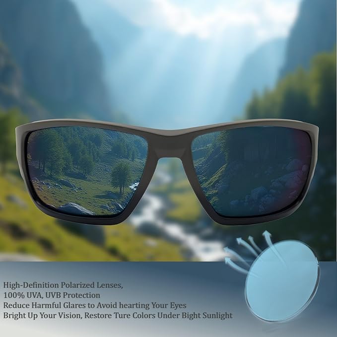Polarized Riding Sunglasses Foam Padded Wraparound Fit Men Women Motorcycle Driving Running Cycling Fishing