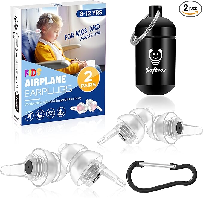 Kids Ear Plugs (6-12 yrs) - Ear Protection for Child Adult with Small Ear Canals, Reusable Noise Relief Earplugs for Fly, Sports, Firework, Noise Sensitivity, Festival, Tinnitus Relief, 25dB, 2 Pair