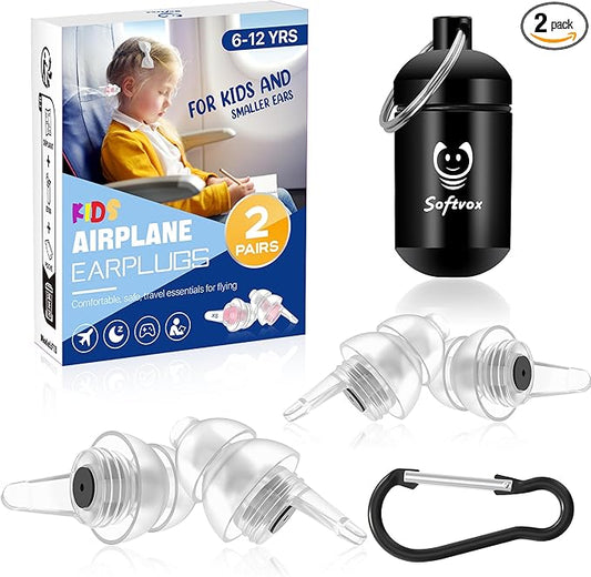 Kids Ear Plugs (6-12 yrs) - Ear Protection for Child Adult with Small Ear Canals, Reusable Noise Relief Earplugs for Fly, Sports, Firework, Noise Sensitivity, Festival, Tinnitus Relief, 25dB, 2 Pair