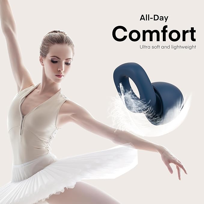 Fita+ Soft Reusable Ear Plugs for Noise Reduction up to 33dB, 7 Pairs XS/S/M/L, Soft Silicone Ear Plugs for Sleeping, Noise Cancelling for Work, Focus - Navy Blue