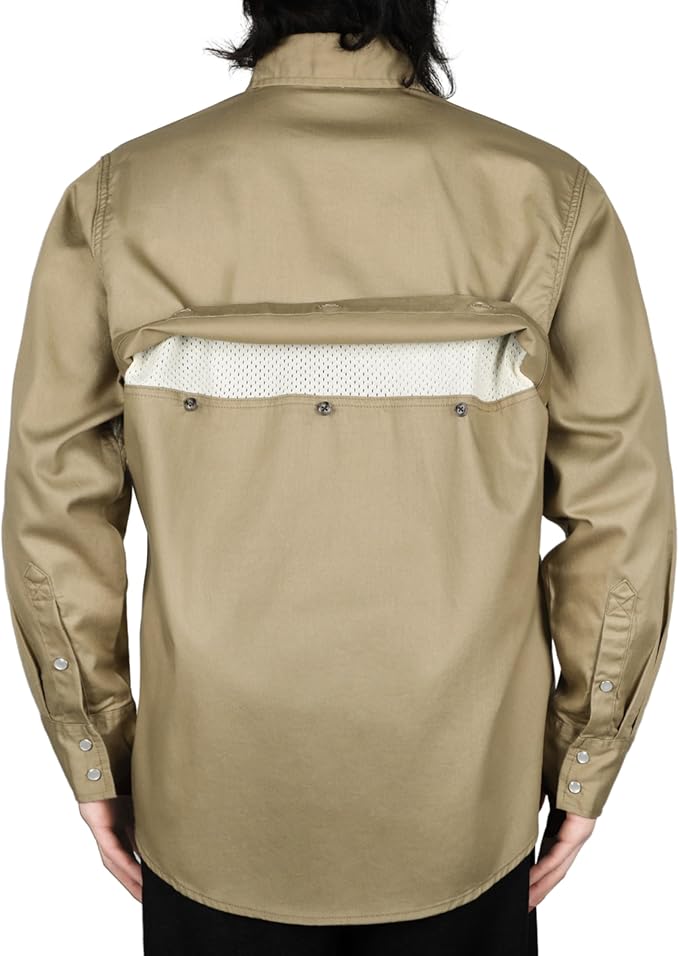 VATRENUS FR Shirts for Summer Pearl Snaps Breathable Vented Mesh Back and Underarm Lightweight Flame Resistant Welding Shirt