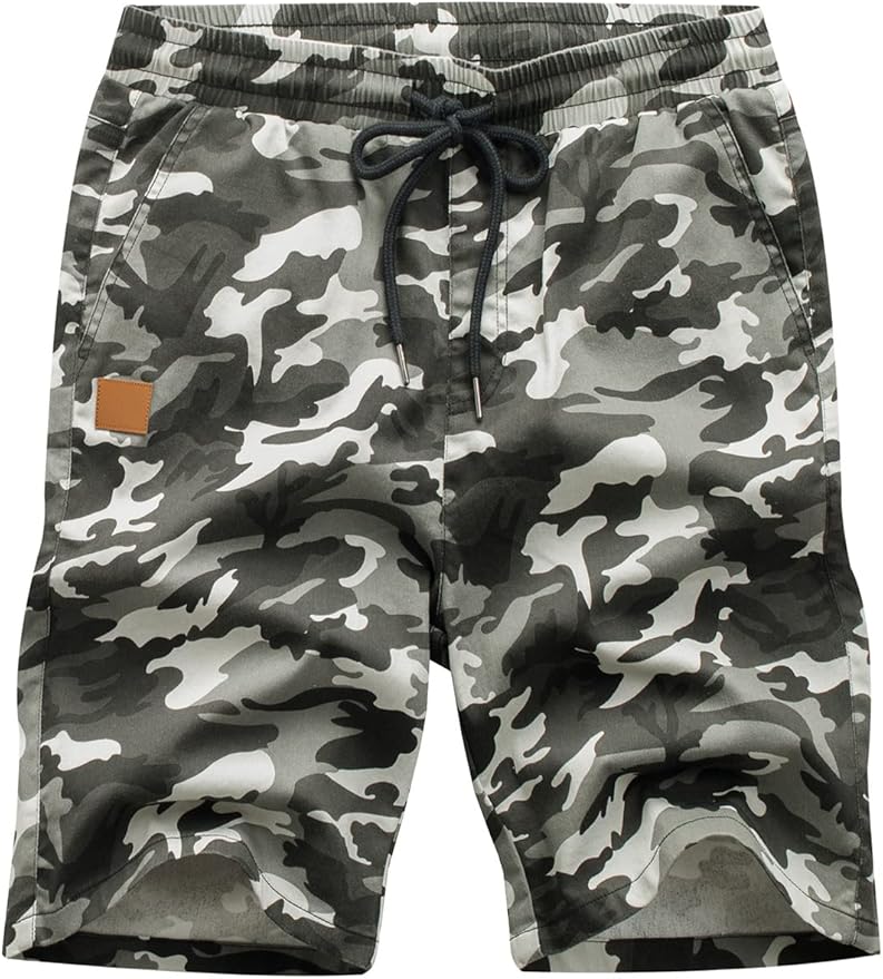 JMIERR Mens Casual Shorts - Cotton Drawstring Summer Beach Stretch Twill Chino Golf Shorts