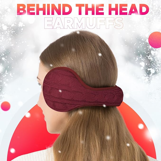 Venswell Knit Ear Muffs for Winter Women Men Soft Earmuffs Cold Weather Fleece Ear Warmers Cover Foldable & Adjustable
