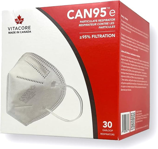 Vitacore CAN95e Disposable White Earloop Mask | 5-Ply Protection | Premium Skin-Friendly Materials | Comfortable Fit