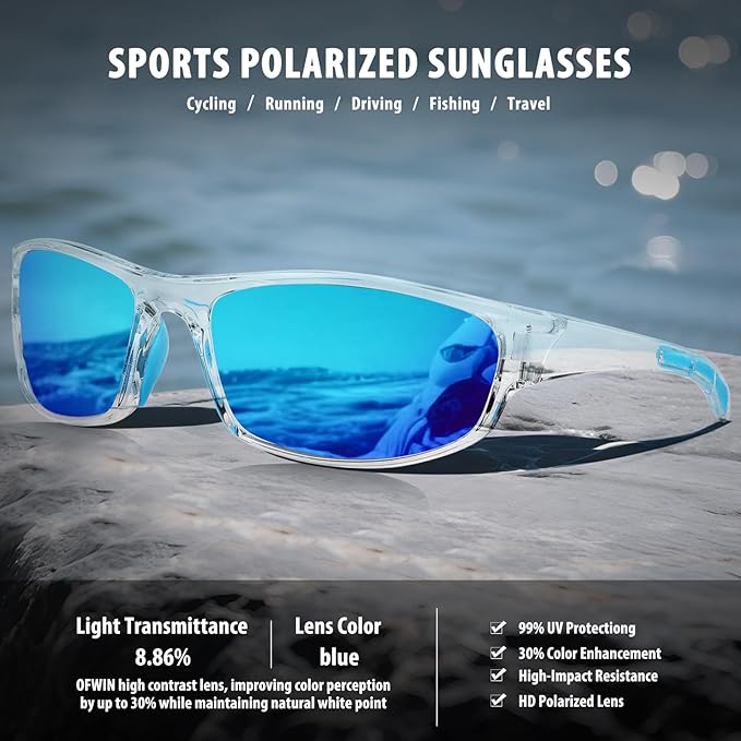 Sports Polarized Sunglasses for Men Women Wrap Around Sun Glasses Fishing Cycling Driving Running UV Protection