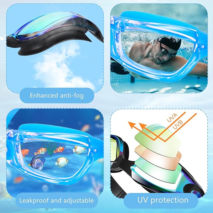 Xuhal 20 Pack Swimming Goggles Bulk Adult Anti Fog UV Protection No Leaking Wide View Goggles for Women Men Youth Multicolor