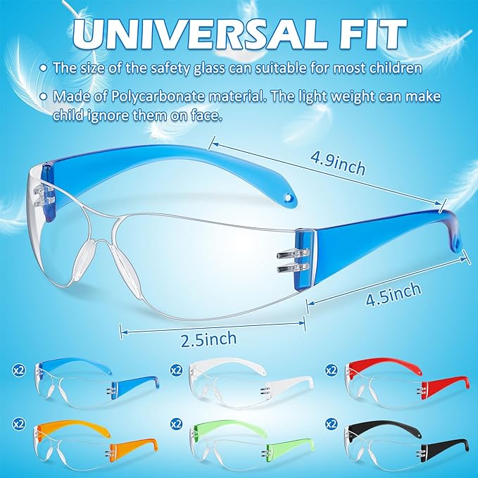 Patelai 36 Pcs Kids Safety Glasses Bulk Eye Protection Goggles Scratch Resistant for Science Class, Lab, Sports, Child Youth Size