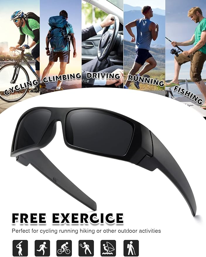 Polarized Sunglasses Men Womens Trendy Retro Sports Rectangular Wrap Around Vintage Shot Shield