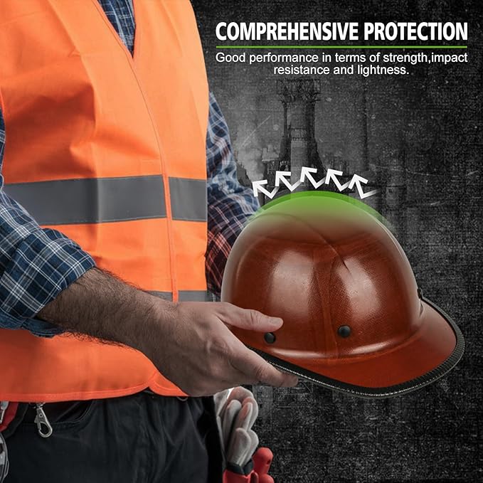 GREEN DEVIL Fiberglass Full Brim Hard Hat OSHA & ANSI Rated Fiber Hardhat for Men with Brim Guard