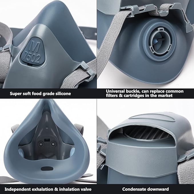 RANKSING Reusable Respirator Mask 7502 with 2097 Filter and Cartridges Half Gas Mask for Painting,Spraying,Polising and More