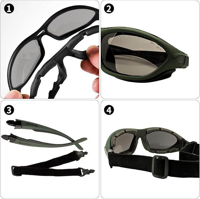 Powersports Glasses Safety Motorcycle Goggle, Anti-fog, Wrap around, Windproof, Hunting, Riding, Mowing,Men and Women