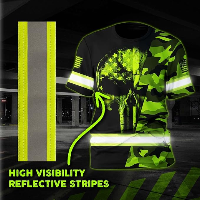 Maddly High Visibility US Flag Collection Safety Workwear Custom Name for Workers, Runners, Truckers, Patriotic